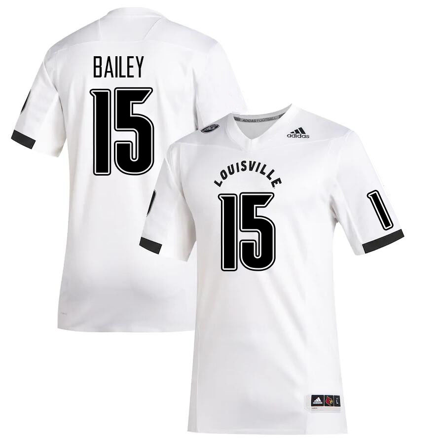 Men #15 Harrison Bailey Louisville Cardinals College Football Jerseys Stitched Sale-White - Click Image to Close
